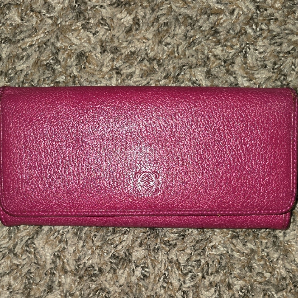 Authentic Loewe Fuchsia Leather Women's Wallet